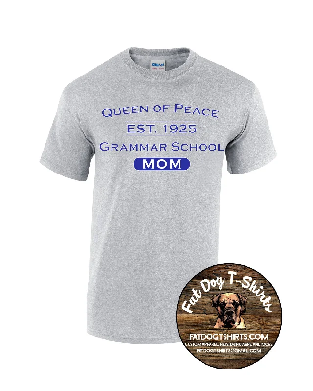 QUEEN OF PEACE MOM-SPORT GREY T-SHIRT-- Houndstooth Herringbone Solid