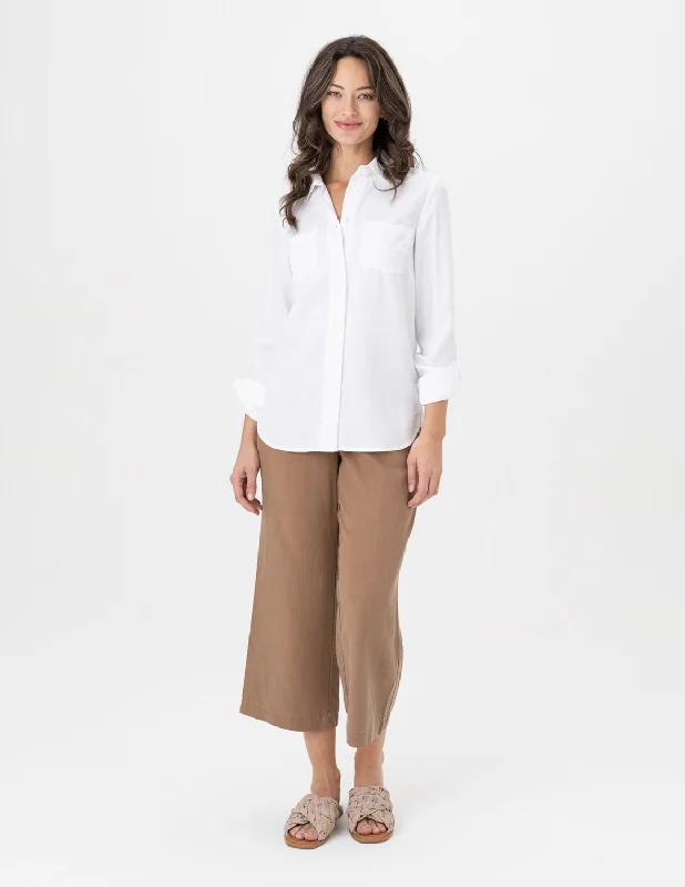 Renuar Woven Blouse R5014-E2142-5526 White Asymmetric Hem Blouse