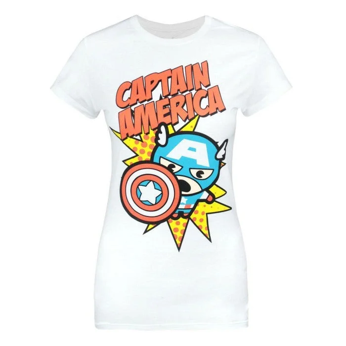 Jack Of All Trades Womens/Ladies Captain America Kawaii T-Shirt-- Boxy Fit Fitted Loose Jack Of All Trades Womens/Ladies Captain America Kawaii T-Shirt-- Boxy Fit Fitted Loose