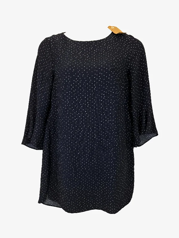 Rodeo Show Navy Spotted Flared Sleeve Shift Mini Dress Size 12 Cozy Ruched Mini Dress