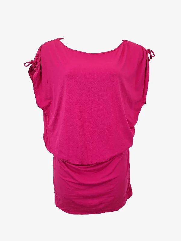 Triumph Fuchsia Stretch Ruched Sleeve Mini Dress Size M Fashionable Lace Mini Dress
