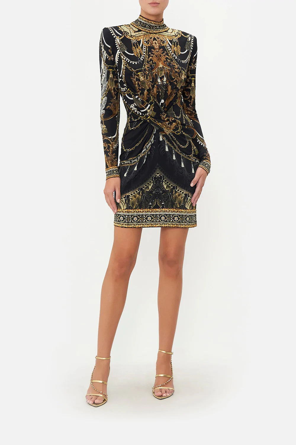 CROSS FRONT MINI DRESS RAVIN RAVEN Elegant Off-Shoulder Dress Mini