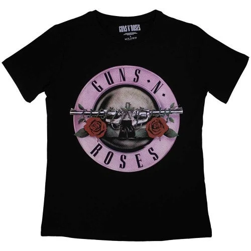 Guns N Roses Womens/Ladies Classic Logo T-Shirt-- Zippered Buttoned Snapped