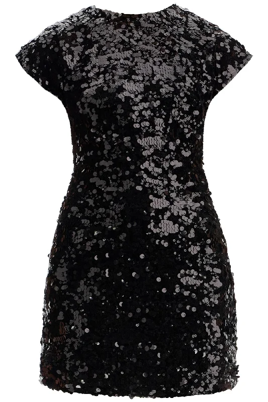 velvet and sequin mini dress T4045 BLACK Fashionable Boho-Chic Mini Dress