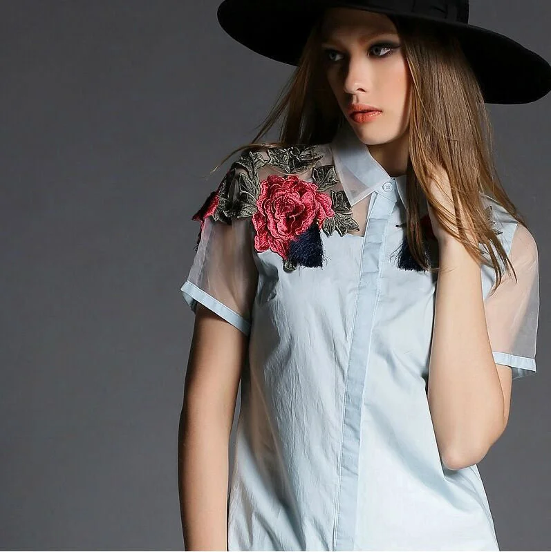 short sleeve blue