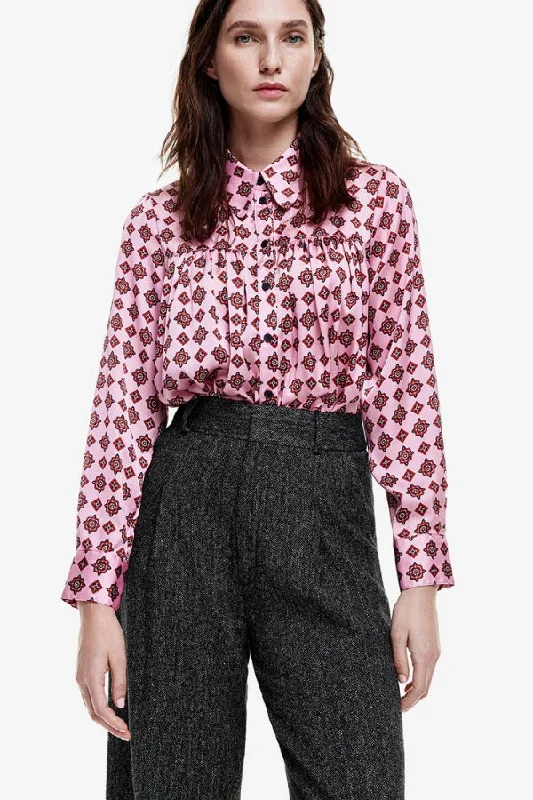 FINAL SALE: SMYTHE Classic Shirred Blouse Lightweight Floral Blouse