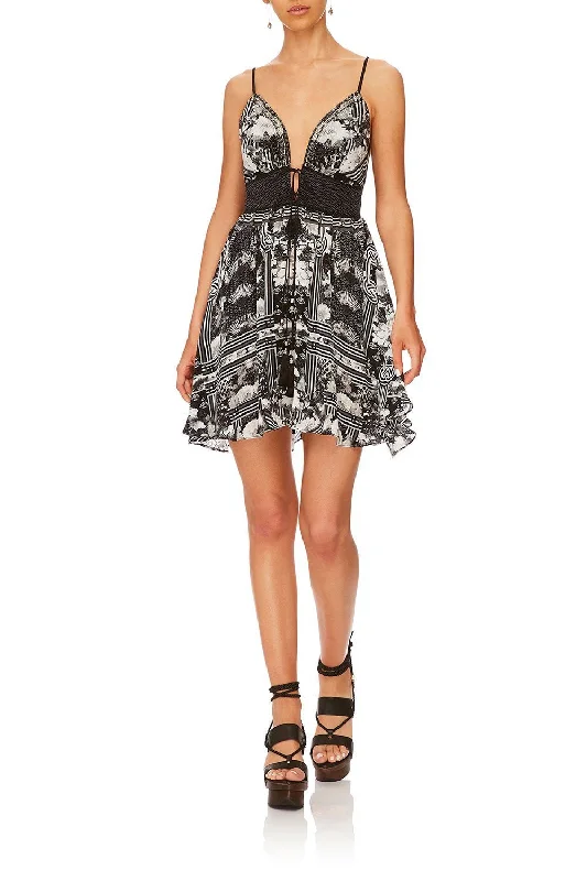 TIE FRONT MINI DRESS WILD MOONCHILD Chic Halter Mini Dress