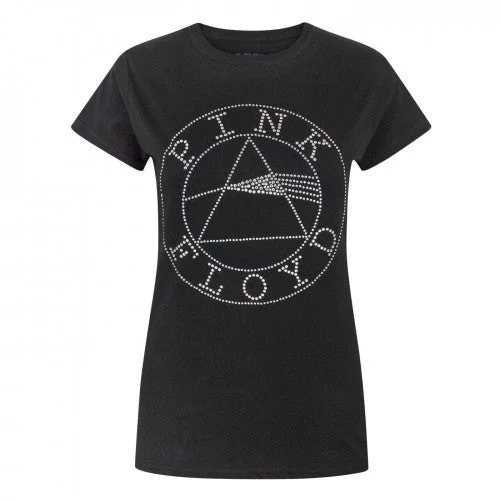Pink Floyd Womens/Ladies Dark Side Of The Moon Diamante T-Shirt-- Fleece Fabric Down Fabric Feather Fabric