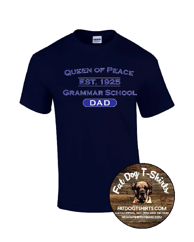 QUEEN OF PEACE DAD-NAVY T-SHIRT-- Print Jacquard Patchwork