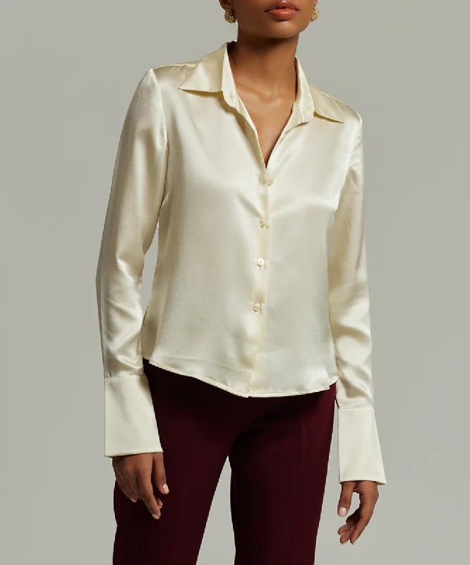 Silk Long-Sleeved Shirt-- Mesh Fabric Canvas Fabric Denim Fabric