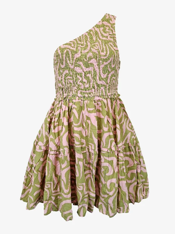 Girl and The Sun Swanky One Shoulder Frill Mini Dress Size M Modern Satin Mini Dress Girl and The Sun Swanky One Shoulder Frill Mini Dress Size M Modern Satin Mini Dress