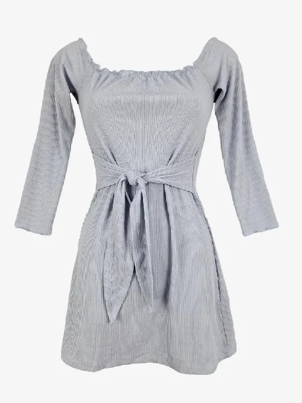 Runaway Lilac Ribbed Lettuce Hem Mini Dress Size 10 Cozy Ruched Mini Dress