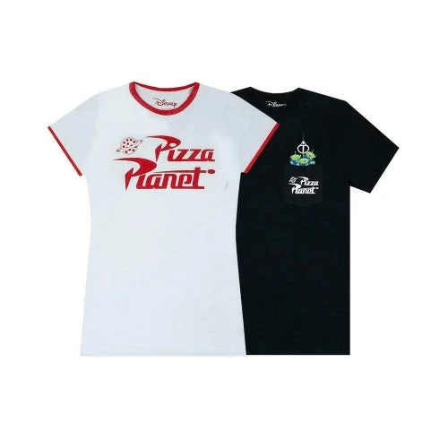 Toy Story Womens/Ladies Pizza Planet Alien T-Shirt (Pack of 2)-- Chenille Blend Fleece Blend Nylon Blend