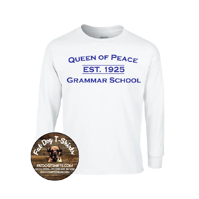 QUEEN OF PEACE LONG SLEEVE T-SHIRT-YOUTH/ADULT-- Hooded Caped Shawl Collar