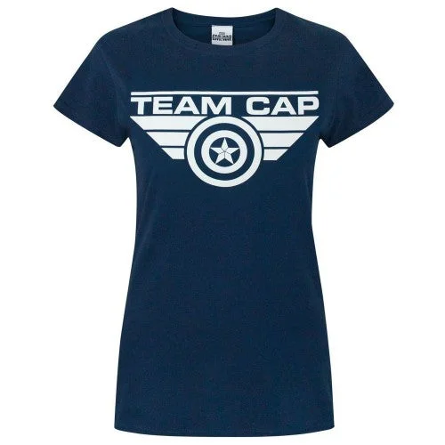 Captain America Womens/Ladies Civil War Team Cap T-Shirt-- Welt Pockets Slit Pockets Flap Pockets Captain America Womens/Ladies Civil War Team Cap T-Shirt-- Welt Pockets Slit Pockets Flap Pockets
