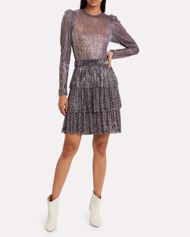 "Monique" Lurex Mini Dress Elegant Lace-Up Mini Dress