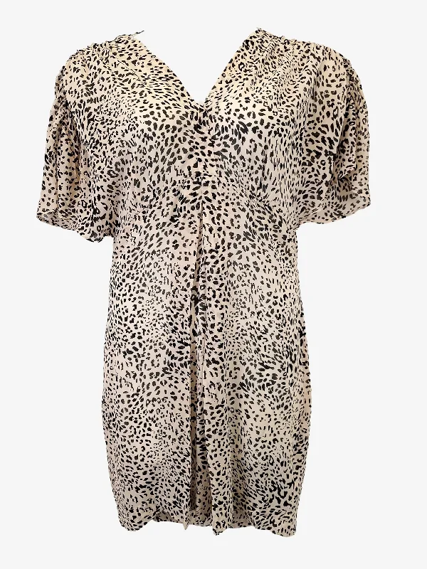 White Suede Chic Backless Animal Mini Dress Size 12 Cozy Jersey Mini Dress