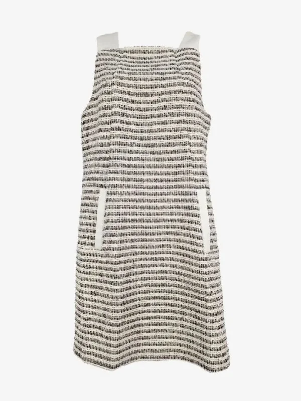 Cue Cotton Boucle Office Shift Mini Dress Size 10 Comfortable Smocked Mini Dress