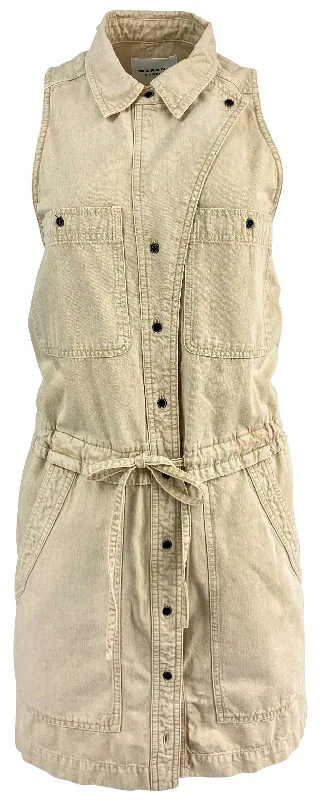 Isabel Marant Etoile Ines Cargo Mini Dress in Sand Stylish Short Sleeve Mini Dress