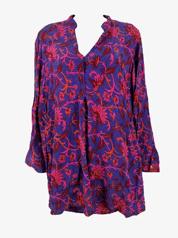Mister Zimi Indigo Floral Mini Dress Size 10 Stylish Floral Print Mini Dress