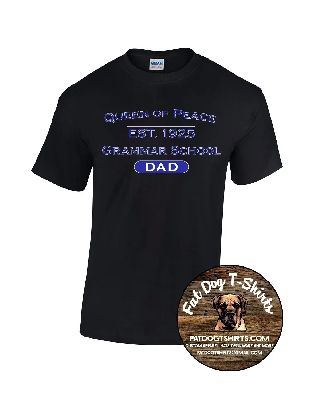 QUEEN OF PEACE DAD-T-SHIRT/BLACK-- Collared Crew Neck Turtle Neck