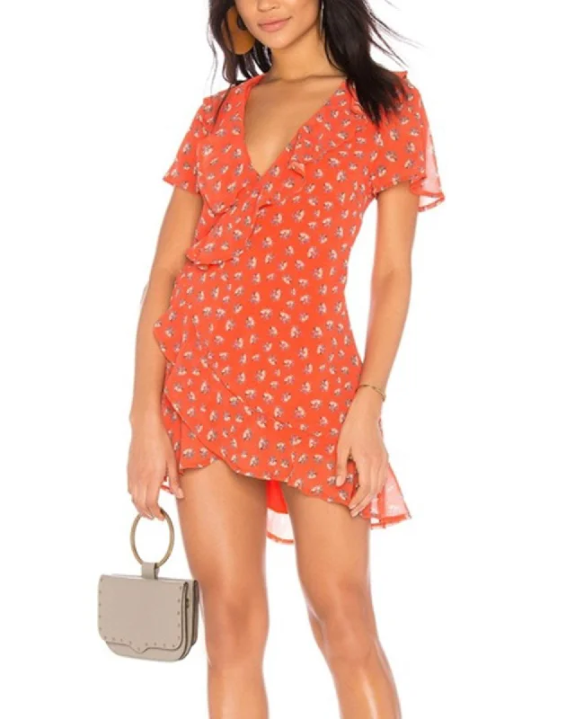 Wrap Floral Mini Dress Comfortable Bodycon Mini Dress
