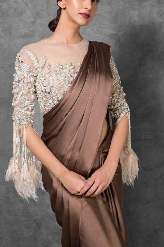 Pearl Work Blouse With Tassle Sleeve And Saree Office-Ready Blouse