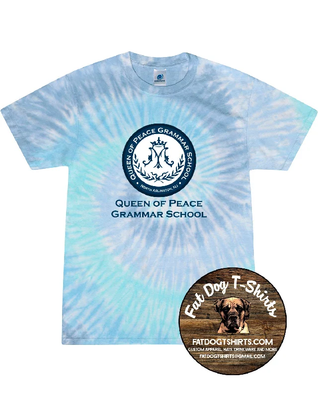 QUEEN OF PEACE TIE DYE T-SHIRT-YOUTH /ADULT-- Graphic Embroidered Appliqued