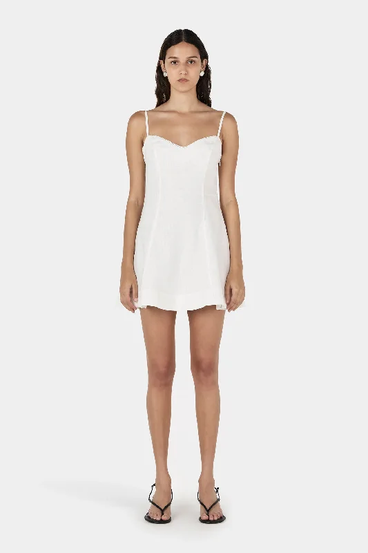 Lucy Mini Dress Ivory Trendy Denim Mini Dress