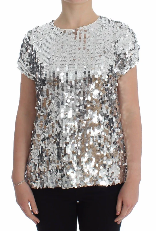 Dolce & Gabbana Enchanted Sicily Sequined Evening Women's Blouse Chic Ruffle Blouse