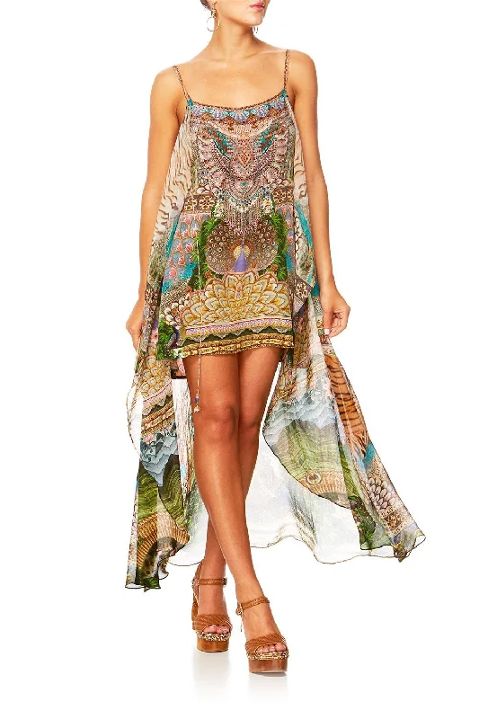 MINI DRESS WITH LONG OVERLAY A WOMAN'S WISDOM Fashionable Party Mini Dress