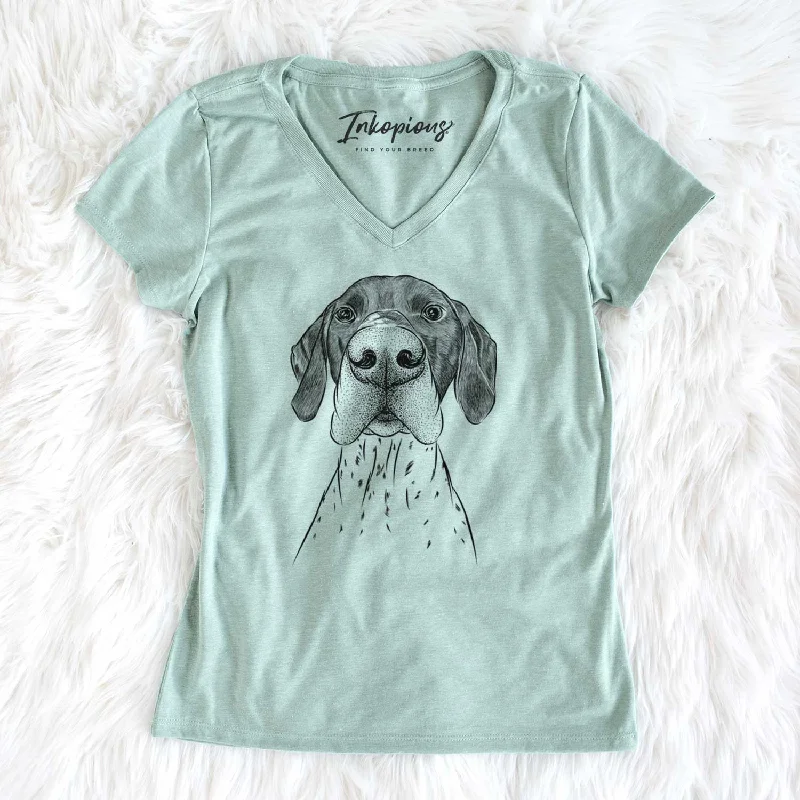 Bare Booze the German Shorthaired Pointer - Women's V-neck Shirt-- Collared Crew Neck Turtle Neck Bare Booze the German Shorthaired Pointer - Women's V-neck Shirt-- Collared Crew Neck Turtle Neck