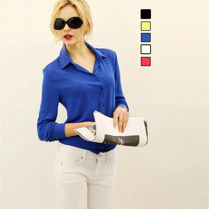 Chiffon Casual Blouse Dress Shirts vetement femme Tops Clothing Lady Beauty Sleeve High Quality Oversized Silk Blouse