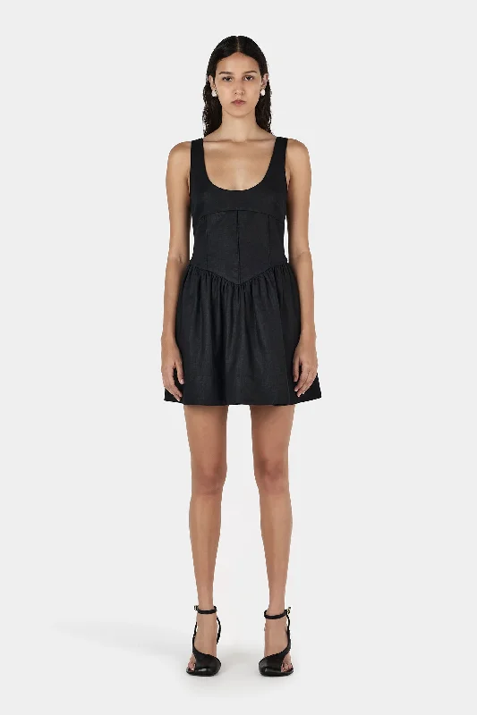 Tiggy Mini Dress Black Fashionable Mini Dress with Pockets