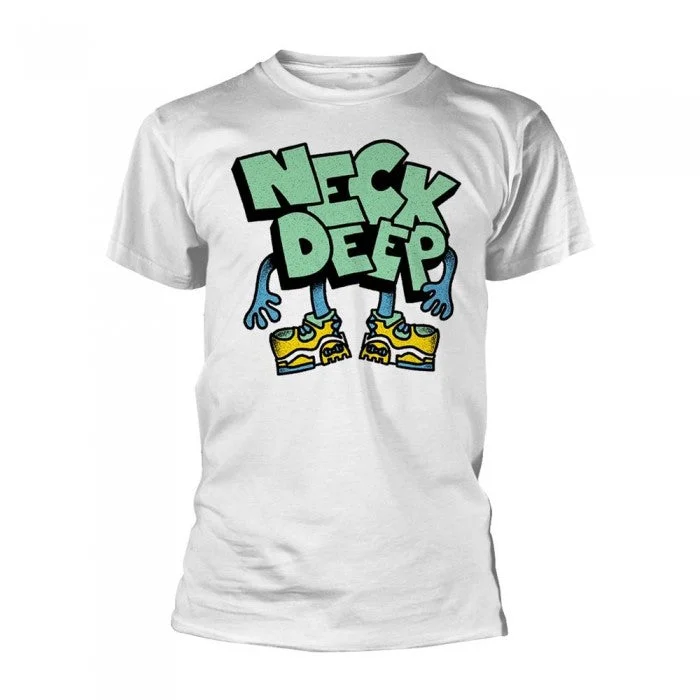Neck Deep Unisex Adult Text Guy T-Shirt-- Solid Print Embellished