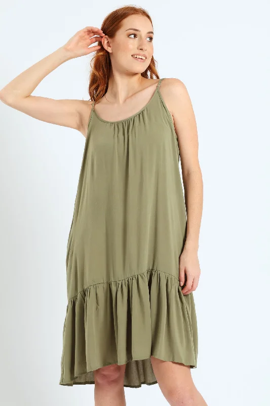 Strappy Peplum Hem Mini Dress - Green Chic Sleeveless Mini Dress