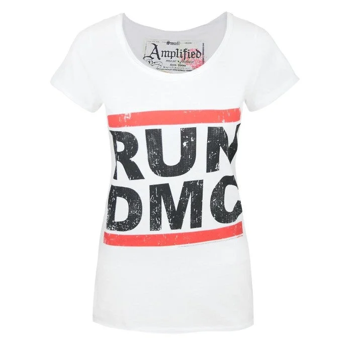 Amplified Womens/Ladies Run DMC Logo T-Shirt-- Solid Color Striped Floral