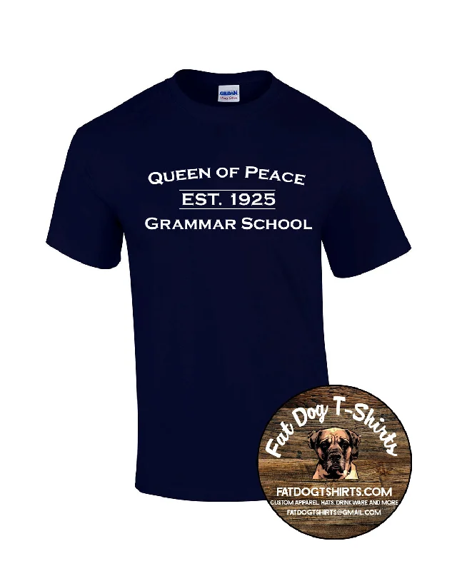 QUEEN OF PEACE T-SHIRT-NAVY/GREY-- Silk Blend Satin Velvet