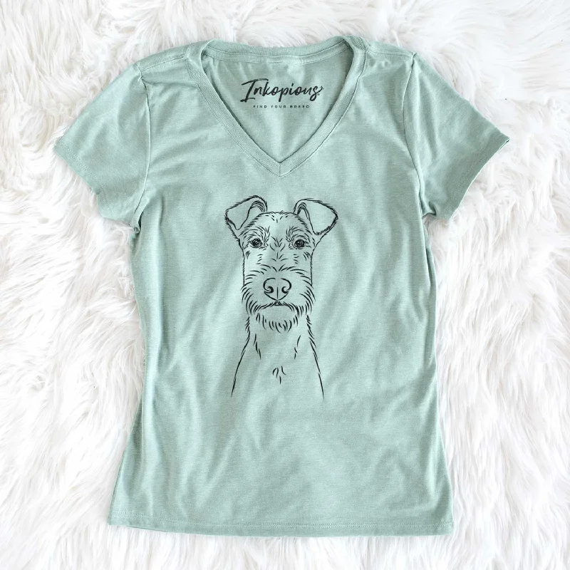 Bare Connor the Irish Terrier - Women's V-neck Shirt-- Lace Blend Ribbed Blend Corduroy Blend Bare Connor the Irish Terrier - Women's V-neck Shirt-- Lace Blend Ribbed Blend Corduroy Blend