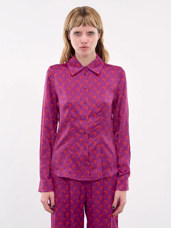 Moon Print Blouse (WSI023A-CWOV0035-VIOLET) Embellished Collar Blouse