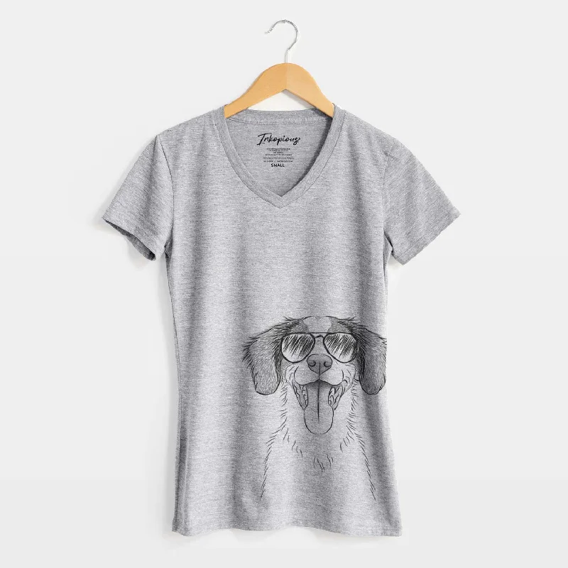 Aviator Birdie the Brittany - Women's V-neck Shirt-- Oversized T-Shirt Spandex breathable Aviator Birdie the Brittany - Women's V-neck Shirt-- Oversized T-Shirt Spandex breathable