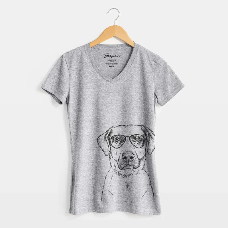 Aviator Cooper Griffin the Mixed Breed - Women's V-neck Shirt-- Fleece Fabric Down Fabric Feather Fabric Aviator Cooper Griffin the Mixed Breed - Women's V-neck Shirt-- Fleece Fabric Down Fabric Feather Fabric