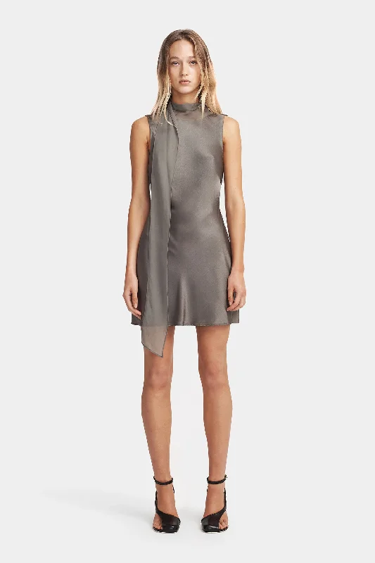 Suki Mini Dress Dusty Olive Chic Mini Dress with V-Neck