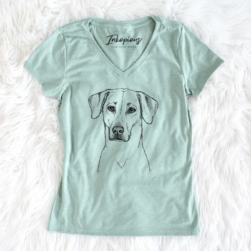 Bare Charlie Girl the Yellow Lab - Women's V-neck Shirt-- Thin T-Shirt Open Front Quick Dry