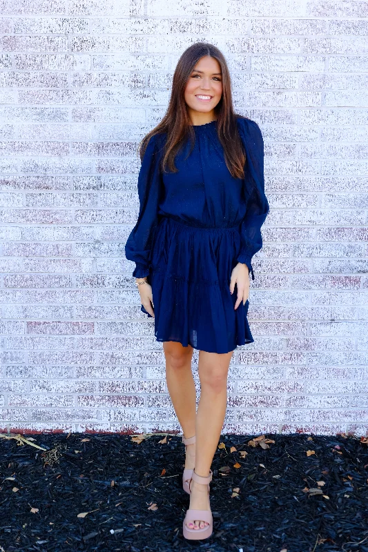 Blue Christmas Without You Glitter Satin Mini Dress Trendy Bodycon Mini Dress