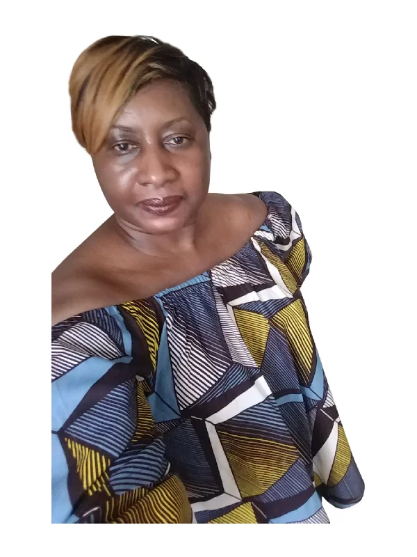 Ankara! Off (or on) Shoulder Multi Pattern Blouse Double Button Blouse
