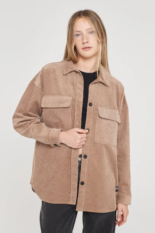 Mona Shirt - Nougat Cord-- Collared Crew Neck Turtle Neck