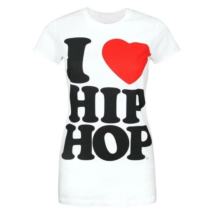 Goodie Two Sleeves Womens/Ladies I Love Hip Hop T-Shirt-- Hooded Caped Shawl Collar