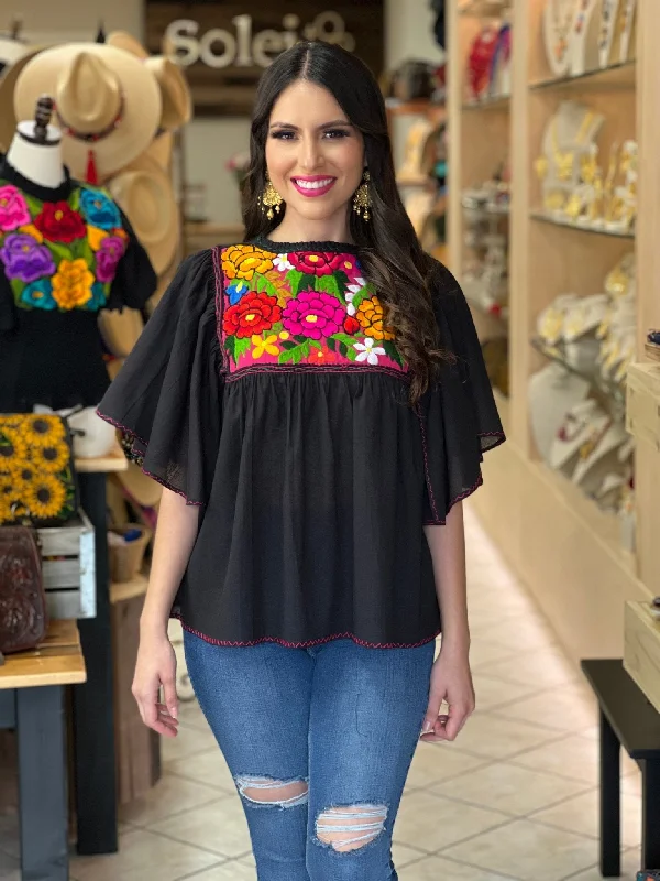 Luz Maria Zinacatan Blouse Collared Satin Blouse