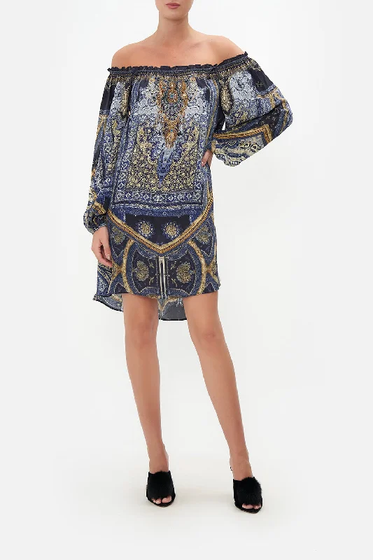 OFF SHOULDER MINI DRESS FOREVER FAMILY Stylish Button-Down Mini Dress